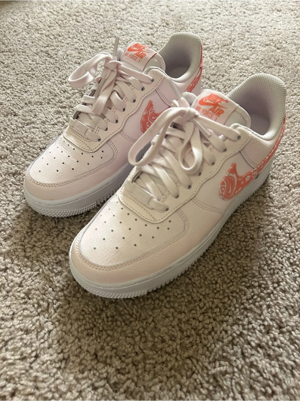 Nike Air Force 1 Low '07 White and Paisley Pink Women’s Size 8